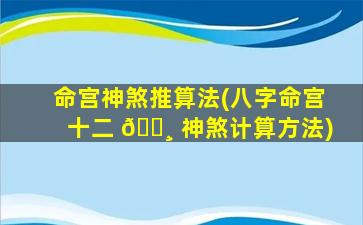命宫神煞推算法(八字命宫十二 🌸 神煞计算方法)